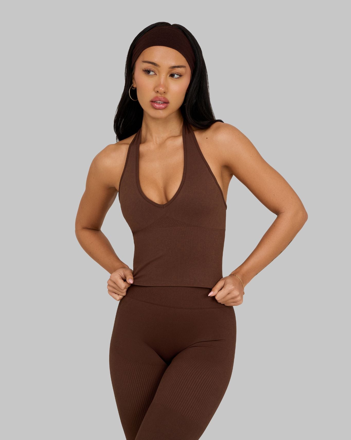 Elevate™ Sculpting Seamless Halterneck Top | Bourbon Brown
