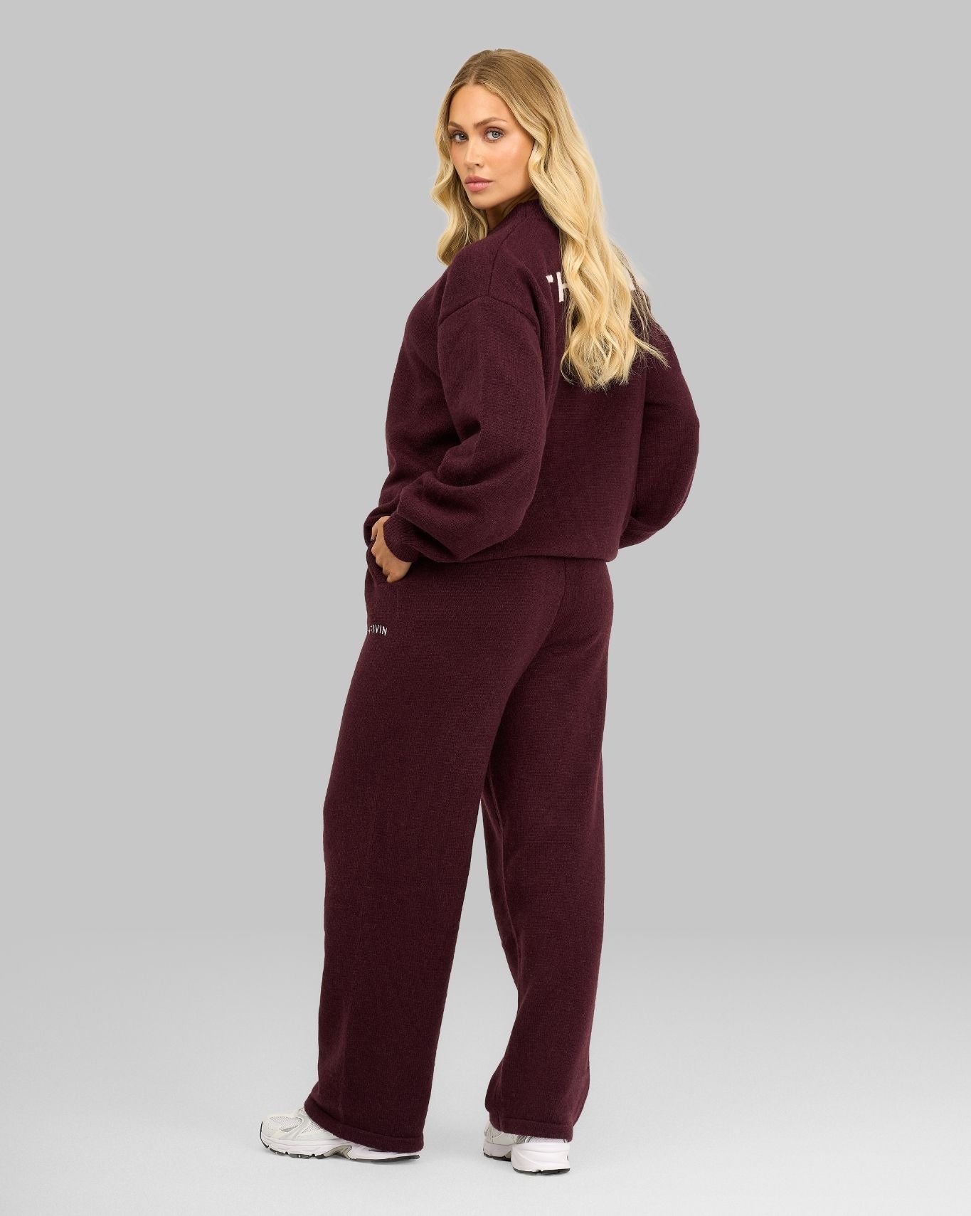 Essential Knitted Sweater & Trouser 2-Piece Set | Winter Plum