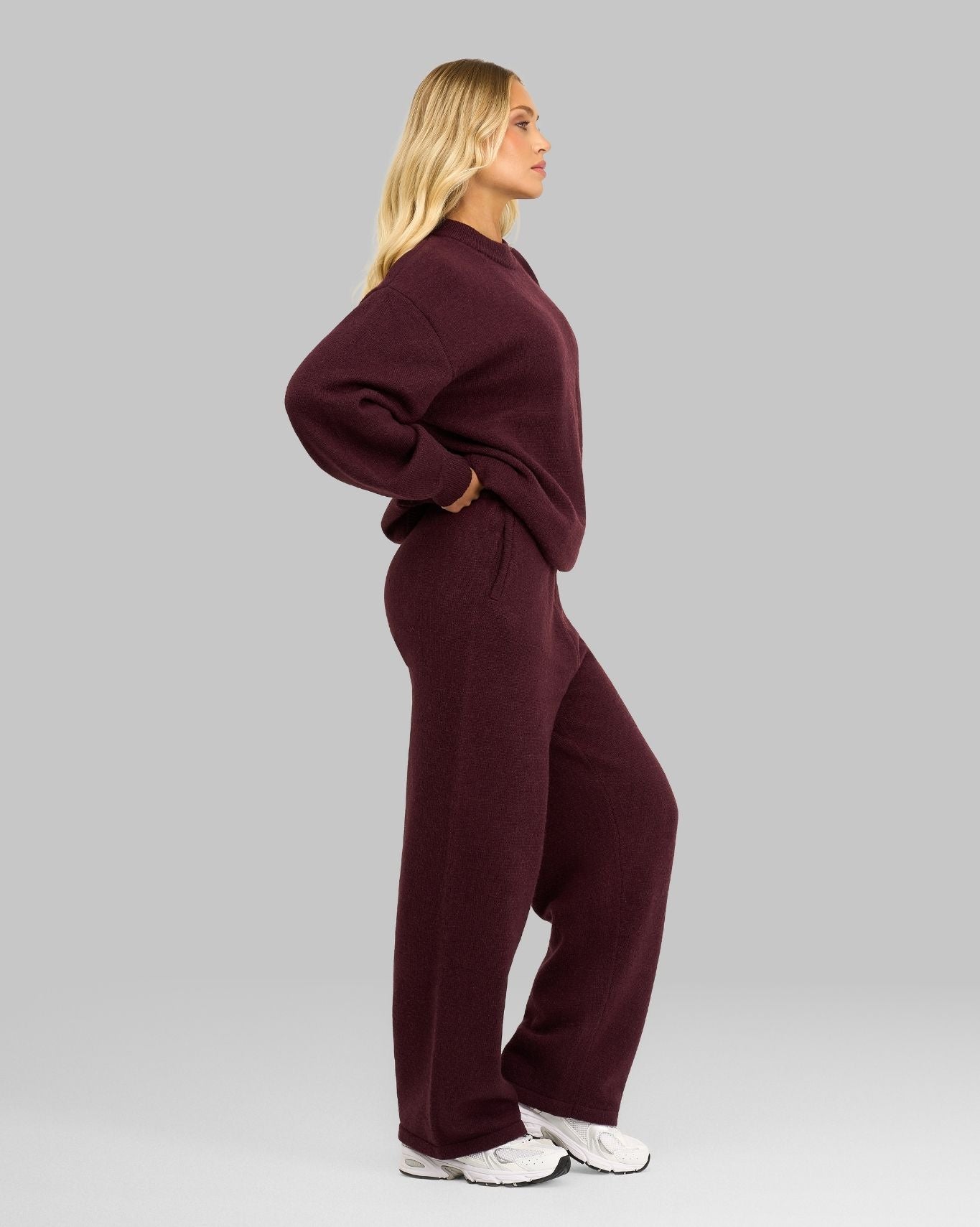 Essential Knitted Sweater & Trouser 2-Piece Set | Winter Plum