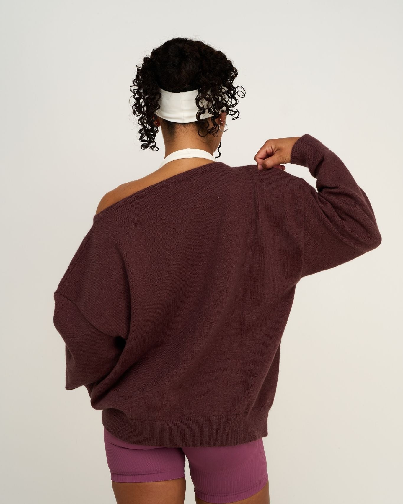The Essential Collection Off The Shoulder Wool Blend Sweater | Dark Mauve