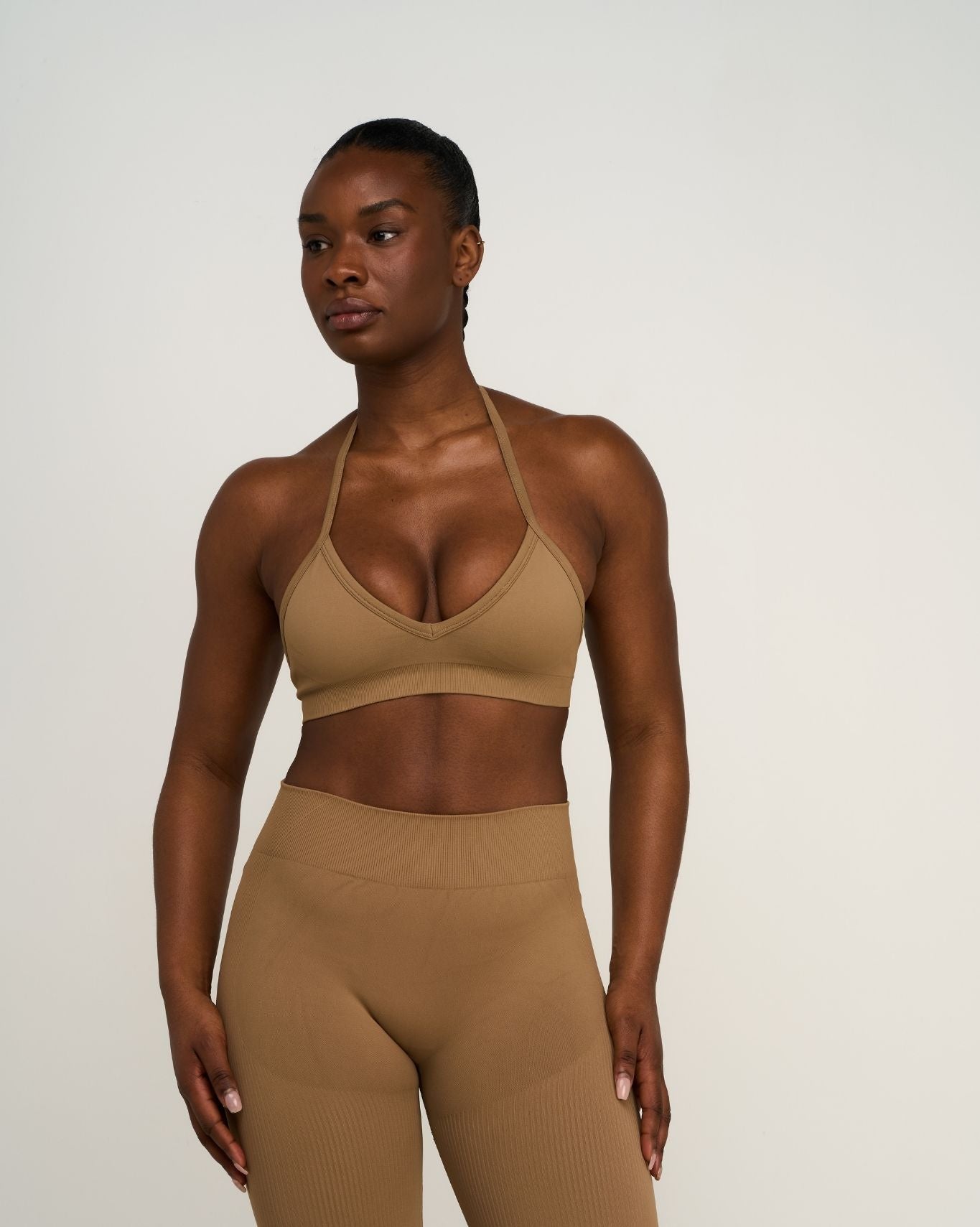Elevate™ Sculpting Seamless Adjustable Halter Bra | Toffee