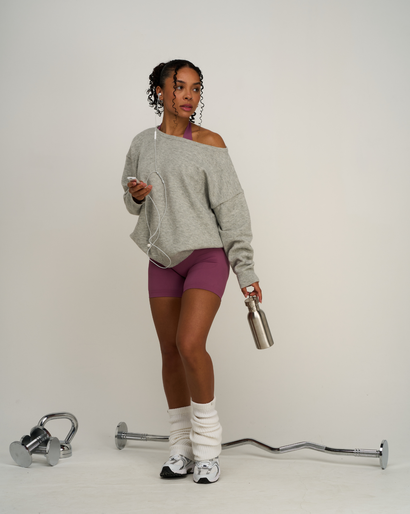 The Essential Collection Off The Shoulder Wool Blend Sweater | Grey Melange