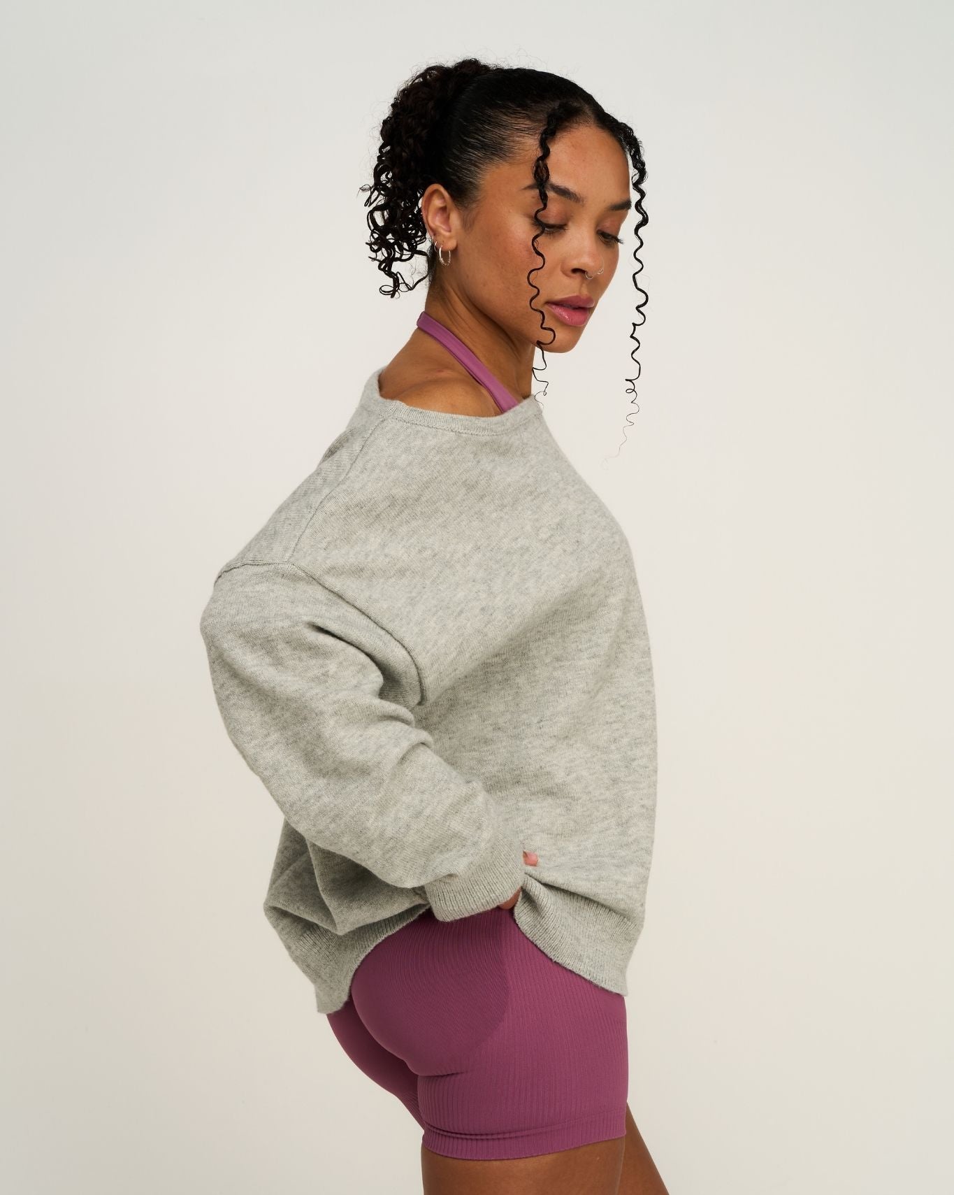 The Essential Collection Off The Shoulder Wool Blend Sweater | Grey Melange
